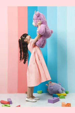ATHENA S Cotton Puff Sleeve Tiered A-Line Dress