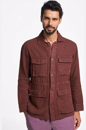 Terra Luna Men Spread Collar Solid Cotton Casual Tailored Jacket