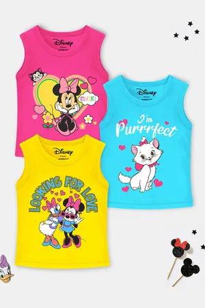 Miss and Chief Girls Pack Of 3 Minnie & Daisy Graphic Printed Cotton T-shirts