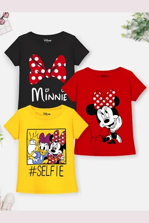 Miss and Chief Girls Pack Of 3 Minnie & Daisy Graphic Printed Cotton T-shirts