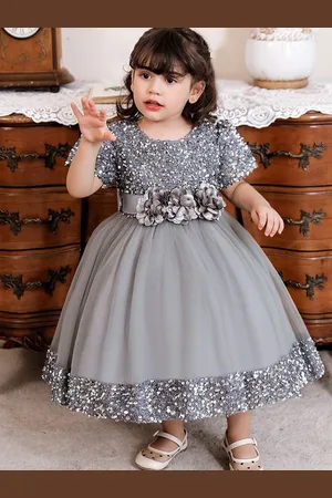 LULU & SKY Girls Embelished Flutter Sleeves Fit & Flare Maxi dress