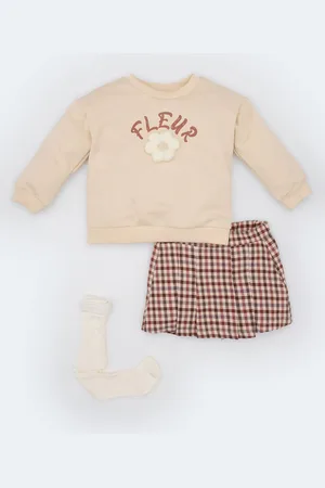 DeFacto Girls Printed Long Sleeves Sweatshirt With Skorts