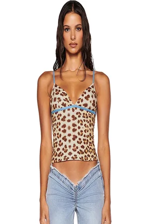 Stylecast Women Animal Printed Shoulder Straps Fitted Crop Top