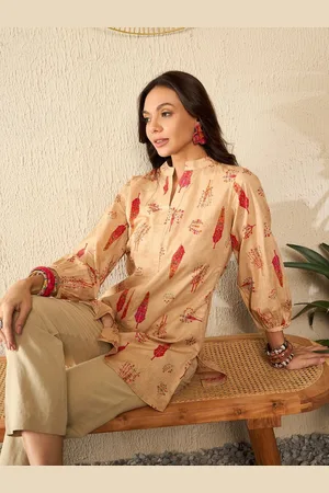 Kalini Women Floral Printed Mandarin Collar Top