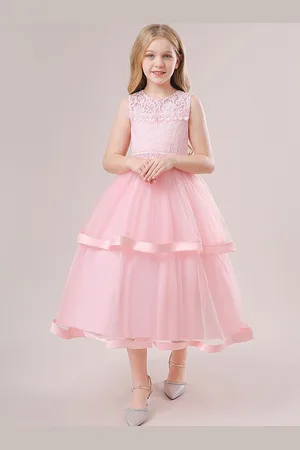 LULU & SKY Girls Self Design Fit & Flare Midi Dress