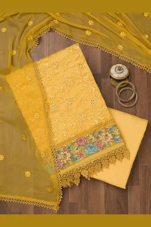 Koskii Floral Embroidered Unstitched Dress Material