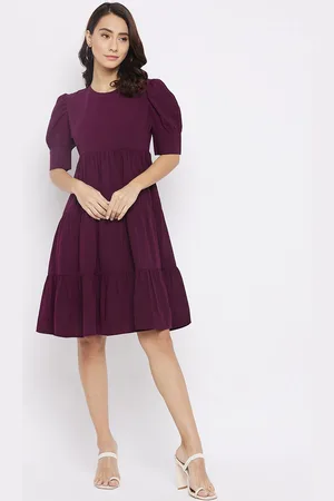 Chemistry Women Puff Sleeve Tiered A-Line Dress