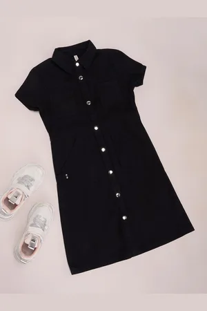 Pantaloons Girl Shirt Collar Denim Cotton Shirt Dress