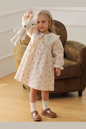 LULU & SKY Girl Peter Pan Collar Long Sleeves A-Line Dress