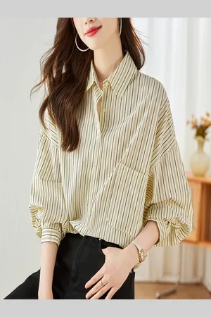 Stylecast Women Spread Collar Striped Cotton Casual Shirt