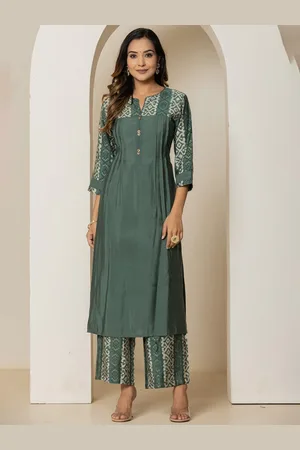 AUTUMN LANE Geometric Printed Notch Neck Kurta With Palazzo