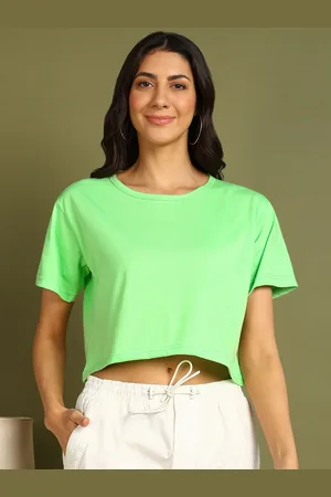 Chozi Women Bio Finish Solid Round Neck Cotton Boxy T-shirt