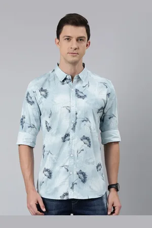 Provogue Men Spread Collar Floral Printed Cotton Casual Shirt