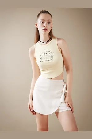 DeFacto Printed round neck sleeveless Cotton Top