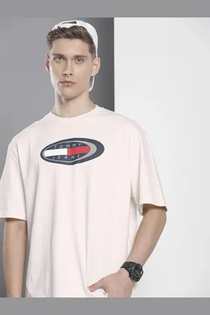 Tommy Hilfiger Brand Logo Printed Drop-Shoulder Sleeves Pure Cotton Oversized T-shirt