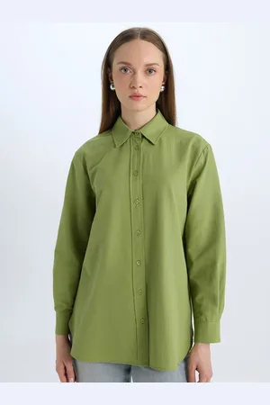 DeFacto Women Pure Cotton Spread Collar Neck Casual Shirt