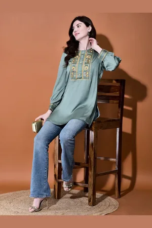 FUTURO REMOTO GIOIELLI Women Embroidered Regular Fit Round Neck top