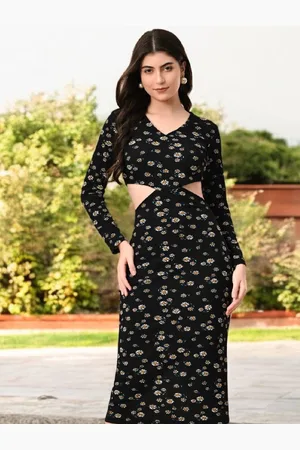 BAESD Women Floral Printed Cut-Outs Bodycon Dress