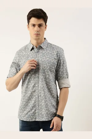Provogue Men Spread Collar Geometric Printed Cotton Casual Shirt