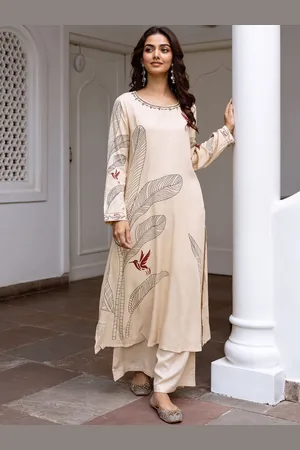 Ishin Floral Printed Sequinned A-Line Kurta With Palazzos