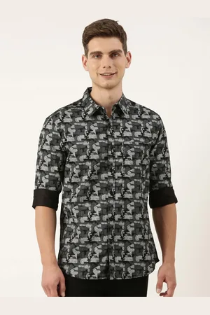 Provogue Men Spread Collar Abstract Printed Cotton Casual Shirt