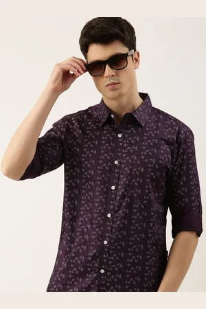 Provogue Men Spread Collar Geometric Printed Cotton Casual Shirt