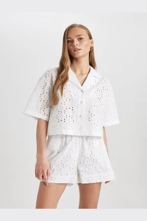 DeFacto Women Cuban Collar Textured Cotton Casual Shirt
