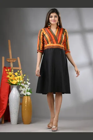 Charukriti Striped Flared Midi Ethnic Dress
