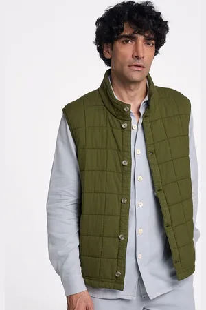 Terra Luna Men Mandarin Collar Solid Cotton Casual Gilet Jacket