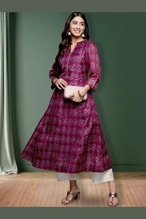 Varanga Women Bandhani Foil Printed Gota Detailed Anarkali Kurta