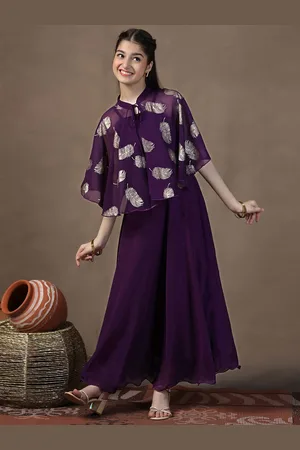 Sangria Girls Printed Fit & Flare Maxi Dress