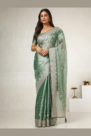 Soch Women Floral Embroidered Beads and Stones Organza Saree