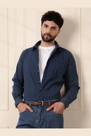 WROGN Men Comfort Fit Spread Collar Textured Cotton Casual Shirt