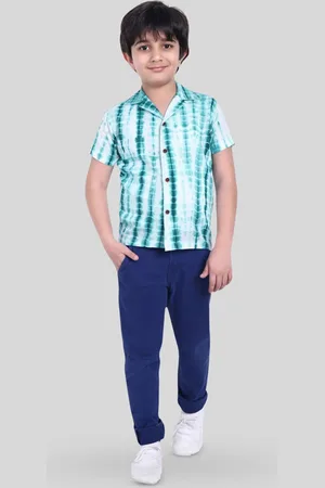 Moshi Moshi Mind Boys Classic Fit Cuban Collar Abstract Printed Cotton Casual Shirt