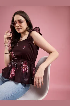 DressBerry Women Floral Print Georgette Peplum Top