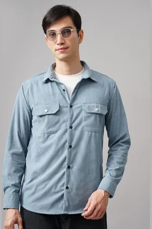 PAUL STREET Men Self Design Textured Corduroy Casual Shacket