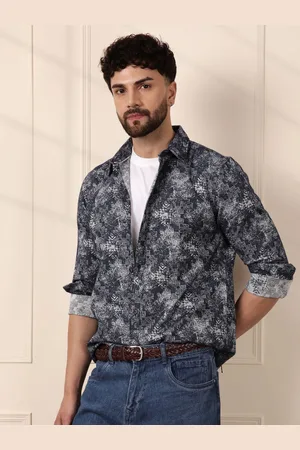 WROGN Men Comfort Fit Spread Collar Abstract Printed Casual Shirt