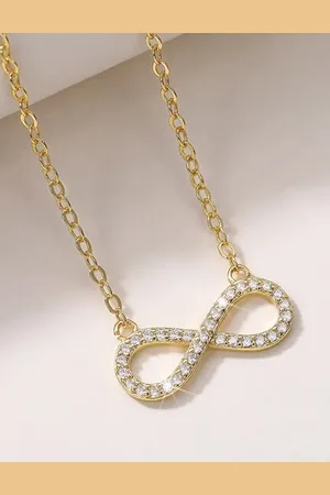 DIVASTRI Gold-Plated Cubic Zirconia Studded Stainless Steel Anti Tarnish Infinity Pendants