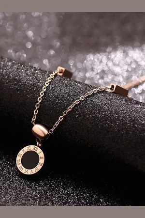 DIVASTRI Stainless Steel Rose Gold-Plated Circular Anti-Tarnish Pendants With Chains