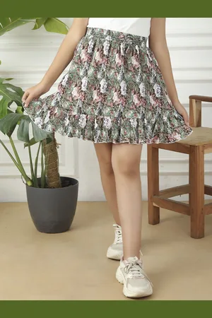 BAESD Girls Printed Above Knee Skirt