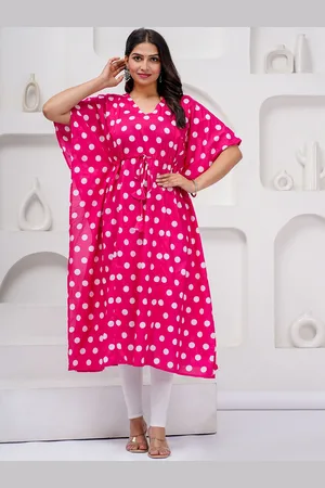 Celebravo Women Polka Dot Printed Pure Cotton Maternity Kaftan Kurta