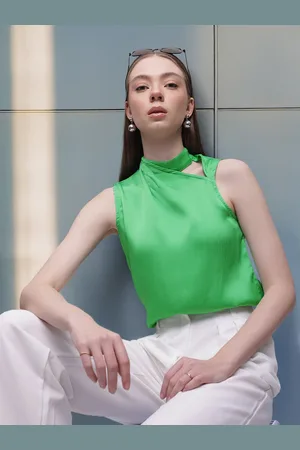 French Connection Crinkle Effect Cut Out Detail Sleeveless Top