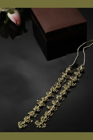 DUGRISTYLE DUGRISTYL Gold-Plated Kundan-Studded Contemporary Drop Earrings
