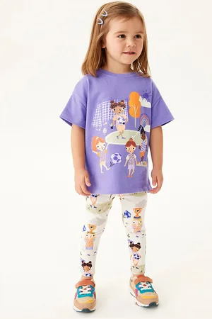 LULU & SKY Girls Printed T-shirt With Leggings