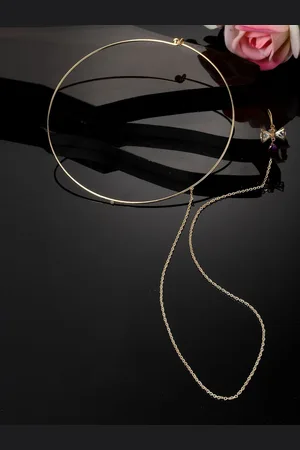 DUGRISTYLE Gold-Plated American Diamond Studded Raven Haar Minimal Necklace