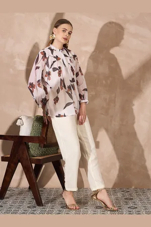 all about you Floral Print Bishop Sleeves Georgette Shirt Style Top