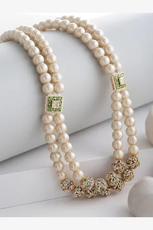 DUGRISTYLE Gold-Plated Kundan Studded & Pearls Beaded Statement Necklace