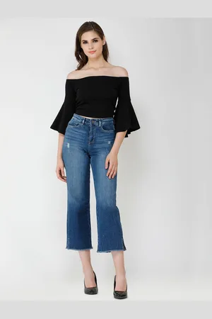 Moda Rapido Off-Shoulder Flared Sleeve Bardot Crop Top
