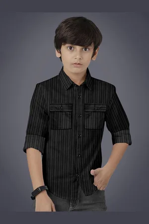 BAESD Boys Modern Fit Spread Collar Textured Cotton Casual Shirt