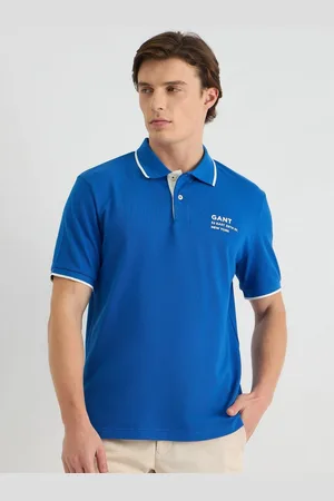 GANT Men Typography Printed Polo Collar Cotton T-shirt